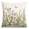 Juego de 4 Fundas de Cojín Florales Vintage de Primavera en Verde Azulado, Adecuadas para Fundas de Cojín de Granja para el Hogar, Ideales para Sofá de Sala de Estar
