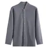 Pijama de una pieza de algodón grueso con cuello alto y manga larga, tejido de primavera, otoño e invierno, para hombres de mediana edad y ancianos, traje de casa para mujer
