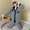 Pijama Nuevo Estilo Otoño e Invierno 2024 para Mujer Manga Larga Estilo Delgado Estilo Celebridad de Internet INS Venta Caliente Conjunto de Cárdigan Casual para el Hogar
