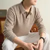 Camisa polo de manga larga transfronteriza del sudeste asiático para hombre, ropa de hombre de lujo ligero, tacto de alta gama, cuello básico, casual de negocios, color liso