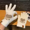 Lindos guantes de peluche para mujer, de invierno, gruesos, cálidos, con pantalla táctil, tejidos de lana, para ciclismo, a prueba de frío, para estudiantes, de invierno