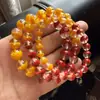 Pulsera Fantasma Yin-Yang de Arena de Cristal Cinabrio, Cuentas Redondas de Rejalgar y Cinabrio de Alto Contenido, Joyería de Pareja del Año Zodiacal