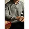 Suéter de Gola Confortável e Amigo da Pele Estilo Old Money para Homens Primavera 2026 Novo Tricô Casual Canelado de Fácil Cuidado para Homens