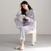 Novos pijamas de algodão puro macios e amigáveis à pele para mulheres na primavera e no outono, cardigã de manga comprida, roupa de casa de algodão confortável e amigável à pele, pode ser usada fora de casa como um conjunto