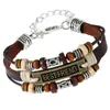 Joyería Popular Europea y Americana Más Vendida Pulsera de Cuero Hecha a Mano con Cuentas para Mejor Amigo Comercio Electrónico Transfronterizo