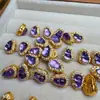 Pequeñas explosiones de camote piedra de energía calabaza de amatista natural agujero pasante pequeños accesorios de gota joyería de plata S925 diamante DI
