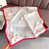 Lenço de Seda Quadrado Estampado Romântico Próspero Estilo Chinês Lenço Grande para Ombros Proteção Solar Lenço de Pescoço Lenço Quadrado Pequeno Lenço de Cabeça Lenço Feminino