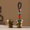 Talla de madera de sándalo verde, doce zodiacos, conjunto completo de rata, buey, tigre, conejo, dragón, serpiente, caballo, oveja, mono, pollo, perro, cerdo, colgante para teléfono móvil, bolso colgante