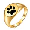 Anillo con Huella de Gato y Perro Redondo Grabado Láser 12mm Redondo de Moda Versátil Anillo Conmemorativo Transfronterizo Europeo y Americano Venta al por Mayor