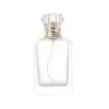 Botellas cuadradas de vidrio de alta transparencia al por mayor para perfume de 30/50/100 ml para fragancias y cosméticos, botellas vacías recargables con pulverizador de presión