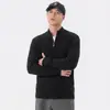Suéter de punto jacquard retro americano de alta gama con media cremallera y cuello alto para hombre, nuevo estilo otoño/invierno con un ajuste holgado y relajado