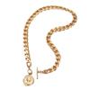 Moda Europea y Americana Más Vendido Collar Colgante de Figura Metálica Redonda Collar con Cierre de Mosquetón Accesorios de Joyería Geniales para Moda Femenina