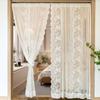 Cortinas Transparentes Estilo Francés Caladas Sin Taladro, Transmiten la Luz, Estilo Crema para Sala de Estar, Balcón, Ventana Saliente con Barra, Envío Gratis