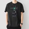 Camiseta Estampada de Manga Curta Masculina de Verão Slim Gola Redonda Tendência Versátil Camiseta Básica Top Camiseta Casual