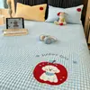 Colcha Acolchada de Felpa de Leche de Dibujos Animados Pieza Única Otoño e Invierno Toalla de Coral Fleece Bordada Sábana para Colchón Tatami Almohadilla Antideslizante para Colchón