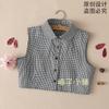 Nova Camisa Base com Gola Falsa Feminina Outono e Inverno Gola Falsa Xadrez Preto e Branco Profissional com Camisola Gola Vertical Gola de Camisa