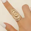 Set Sencillo de 4 Anillos Europeos y Americanos, Anillo Abierto de Estilo Frío Asimétrico, Anillo Personalizado de Línea Retorcida Retro