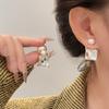 Aretes Cuadrados de Perla de Zirconia para Mujer, Lujo Accesible, Alta Gama, Aretes Elegantes y Atmosféricos, Aretes Retro de Dos Usos