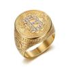 Anillo de hip hop HIPHOP transfronterizo europeo y americano nuevo acero de titanio electrochapado al vacío incrustado con diamantes anillo de hombre de bitcoin