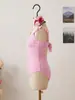 2027 Nuevo Traje de Baño Enterizo Rayado con Volantes para Niñas Transfronterizo, Traje de Baño Lindo para Vacaciones en la Playa, para Niños Medianos y Grandes