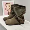 Botas de Tobillo Birkenstock de Cuero con Correa Versátiles de Suela Gruesa Nuevo Estilo Elegante Otoño/Invierno Retro Estilo Coreano para Mujer Botas Adelgazantes Punta Redonda Hebilla 2026
