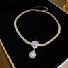Collar de Perlas Chapado en Oro Real con Gotas de Agua y Zirconias Cosidas, Collar de Lujo Ligero y de Alta Gama, Collar de Personalidad Moderna al Por Mayor para Mujeres