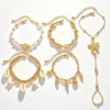 Conjunto de Pulsera con Colgante de Estrella de Mar y Concha Estilo Vacaciones Transfronterizas Europeo y Americano para Mujer, Serie Oceánica Moderna y de Moda