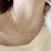 Collar de Acero de Titanio Silin con Flor de Gypsophila Shijia Perla para Mujer Cadena de Clavícula Casual Ligero de Lujo Gama Alta Candado Casual