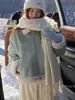 Chaqueta Corta de Terciopelo Compuesto de Gamuza de Invierno con Alpaca para Mujer Forrada de Polar Engrosada Cálida y Dulce Estilo Coreano Chaqueta Exterior Superior