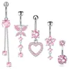 Explosiones Transfronterizas Europeas y Americanas Mariposa Diamante Anillo para Ombligo Acero Inoxidable Juego de Cinco Piezas Clavo Simple para Ombligo Joyería para Perforación