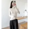 Suéter de Lana Ultra Fina con Textura de Corteza Blanca para Mujer 2026 Nuevo Otoño/Invierno Suéter de Cuello Alto Base Cálida