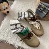 Calcetines de Mickey bordados para mujer, calcetines de dibujos animados de moda, 24 años, otoño, nuevos, calcetines altos a rayas de colores combinados, animación
