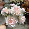 Comércio exterior casamento flor artificial atacado 12 garfo francês grande peônia outono peônia estrada estrada chumbo decoração macia casa flor falsa