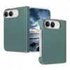 Aplicable a iPhone Duo Versión Coreana Funda de Cuero Liso para Teléfono con Pantalla Plegable Apple 18 Eje Central Doble Funda con Soporte Magnético Giratorio