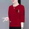 Moda transfronteriza para madres, mujeres de mediana edad y mayores, comercio exterior transfronterizo, manga tres cuartos, holgado, rejuvenecedor, estampado, top camiseta versátil
