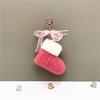 Chaveiro de Botas de Natal Laço Fofo Pingente de Bolsa Desenho Animado Pelúcia Corrente Anel Chave Acessórios para Presente
