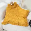 Lluvia Ligera Ropa Femenina Transfronteriza Europea y Americana Nuevo Estilo Otoño e Invierno 2024 Jersey Grueso de Punto Trenzado con Cuello de Piel Sintética de Conejo Rex Chal