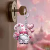 Dia dos Namorados Transfronteiriço Desenho Animado Fofo Coração Rosa Vovô Plano 2D Acrílico Pingente de Corrente para Pendurar Mochila de Menina