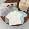 Camiseta Básica Lisa Manga Curta Multicor Infantil para Meninos e Meninas, Camada Base Versátil de Verão Roupas Infantis, Top para Bebê