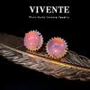 Nuevos Aretes Redondos Pequeños de Calcedonia China y Piedra Lunar, Exquisitos para Ir al Trabajo, Combinan con Todo, Cobre Chapado en Oro Real, Diamante, Aretes S925