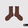 Calcetines de encaje de hongo de color sólido para niñas, otoño e invierno, doble aguja, algodón peinado, calcetines para bebé, estilo pastoral, calcetines para niños, venta al por mayor