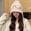 Gorro de invierno para mujer, cálido, de punto, forrado de forro polar, cubreorejas, a prueba de viento, de lana, estilo Fair Isle hace la cara más pequeña, gorro Lei Feng
