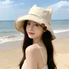 Nuevo Sombrero de Sol con Orejas de Gato Dulce y Lindo para Viajes Diarios al Aire Libre y Trayectos, Versátil y Adelgazante del Rostro, Sombrero de Pescador con Protección Solar