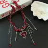 Collar de Múltiples Capas con Colgante de Cruz Corazón y Borla de Estilo Gótico Resistente para Mujer, Cadena para Clavícula Dulce y Fresca de Chica Picante, Tendencia de Nicho de Gama Alta