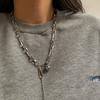 Collar Simple de Borla de Bola Hip Hop Estilo Europeo y Americano Moda Punk Dulce Cool Colgante Cuadrado Cadena de Collar Pulsera