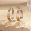 Pendientes Myya de Acero Inoxidable y Acero de Titanio Transfronterizos Europeos y Americanos Pendientes Geométricos Circulares de Combinación de Colores Joyería de Oreja Elegante y Simple