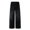 Moda Masculina Shanggu: Jeans retrô lavado de perna larga estilo japonês voltado para exportação, estilo high-street japonês e coreano, com efeito "bigode de gato" desgastado, calça longa de corte solto