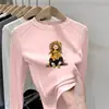 Camiseta térmica infantil forrada de forro polar, estilo otoño e invierno, tejido cepillado, cuello redondo, manga larga, camiseta interior con estampado de dibujos animados para niñas