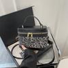Bolsa Saco Estampa de Leopardo 2026 Primavera Nova Estilo Coreano Tendência Bolsa de Ombro Transversal Bolsa Cilíndrica Color-Blocking Tendência