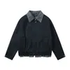 Chaqueta de Solapa con Empalme a Cuadros Falsa de Dos Piezas para Hombre Otoño Moda Callejera Marca Diseño Versátil Casual Chaqueta Holgada